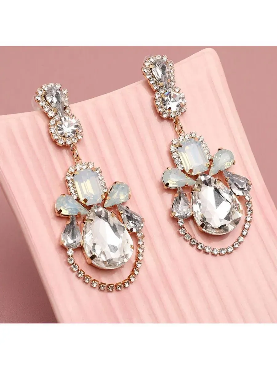 Серьги-подвески с кристаллами Rhinestones Drop SOHI — изображение 2 из 5, оттенок золото