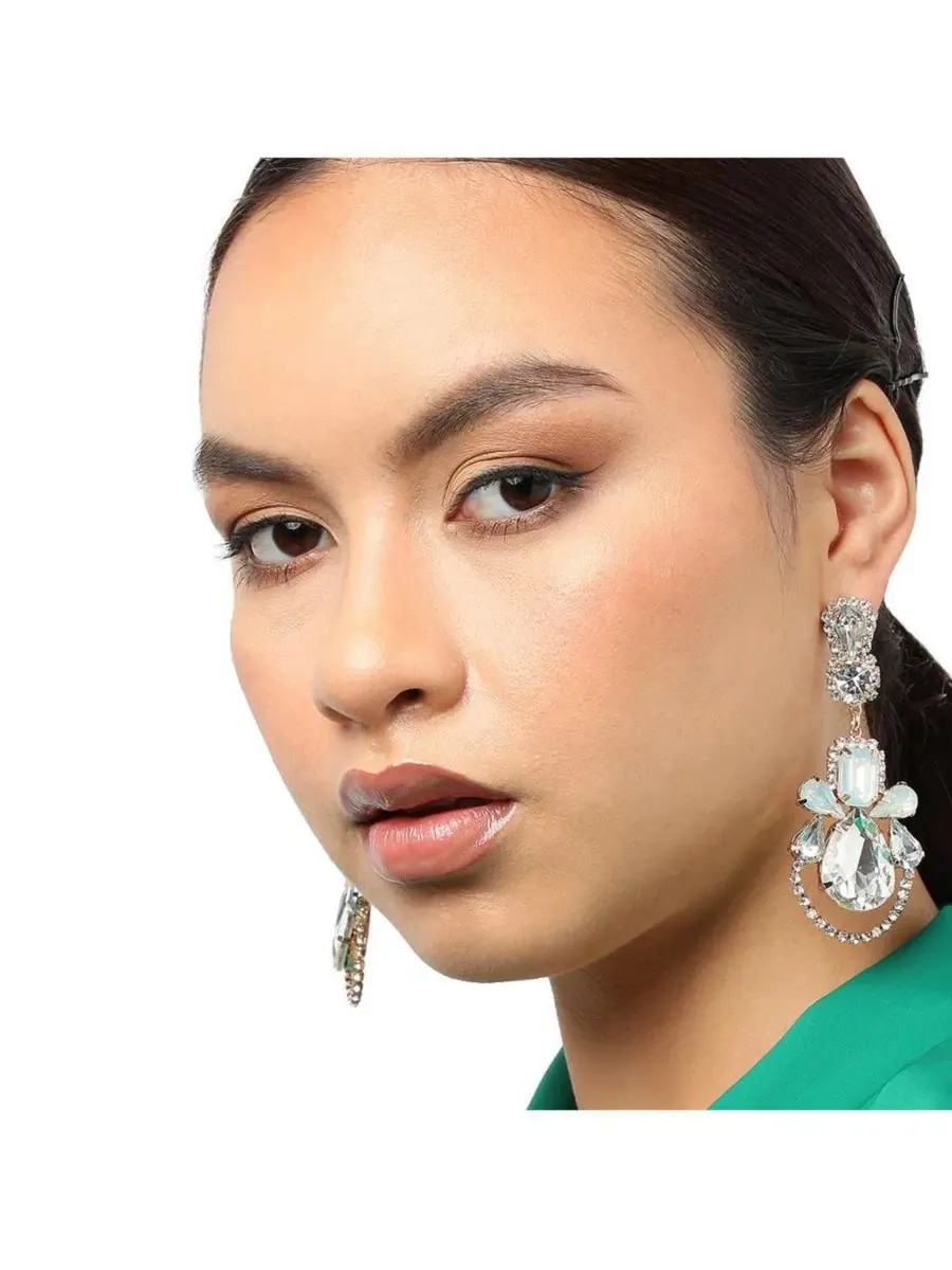 Серьги-подвески с кристаллами Rhinestones Drop SOHI — изображение 4 из 5, оттенок золото