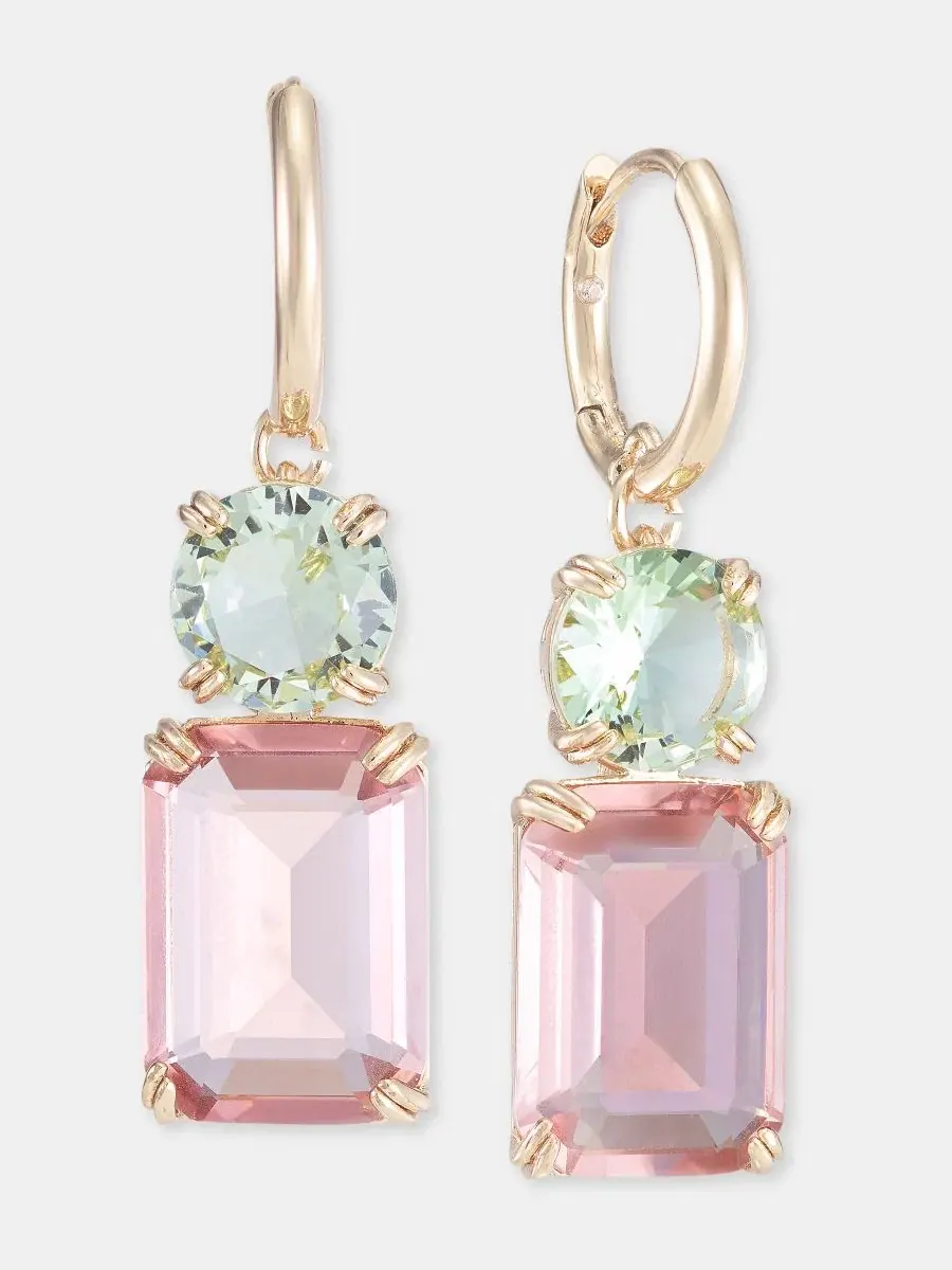 Серьги-подвески из стекла с кристаллами — изображение 3 из 4, оттенок мульти