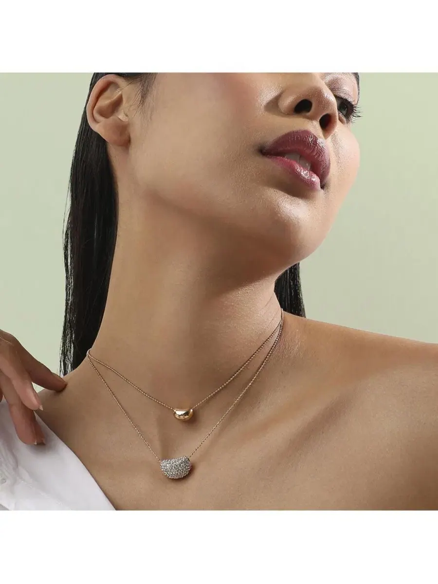 Многослойное ожерелье Bling Bean Multi-Layer SOHI — изображение 2 из 6, оттенок серебряный