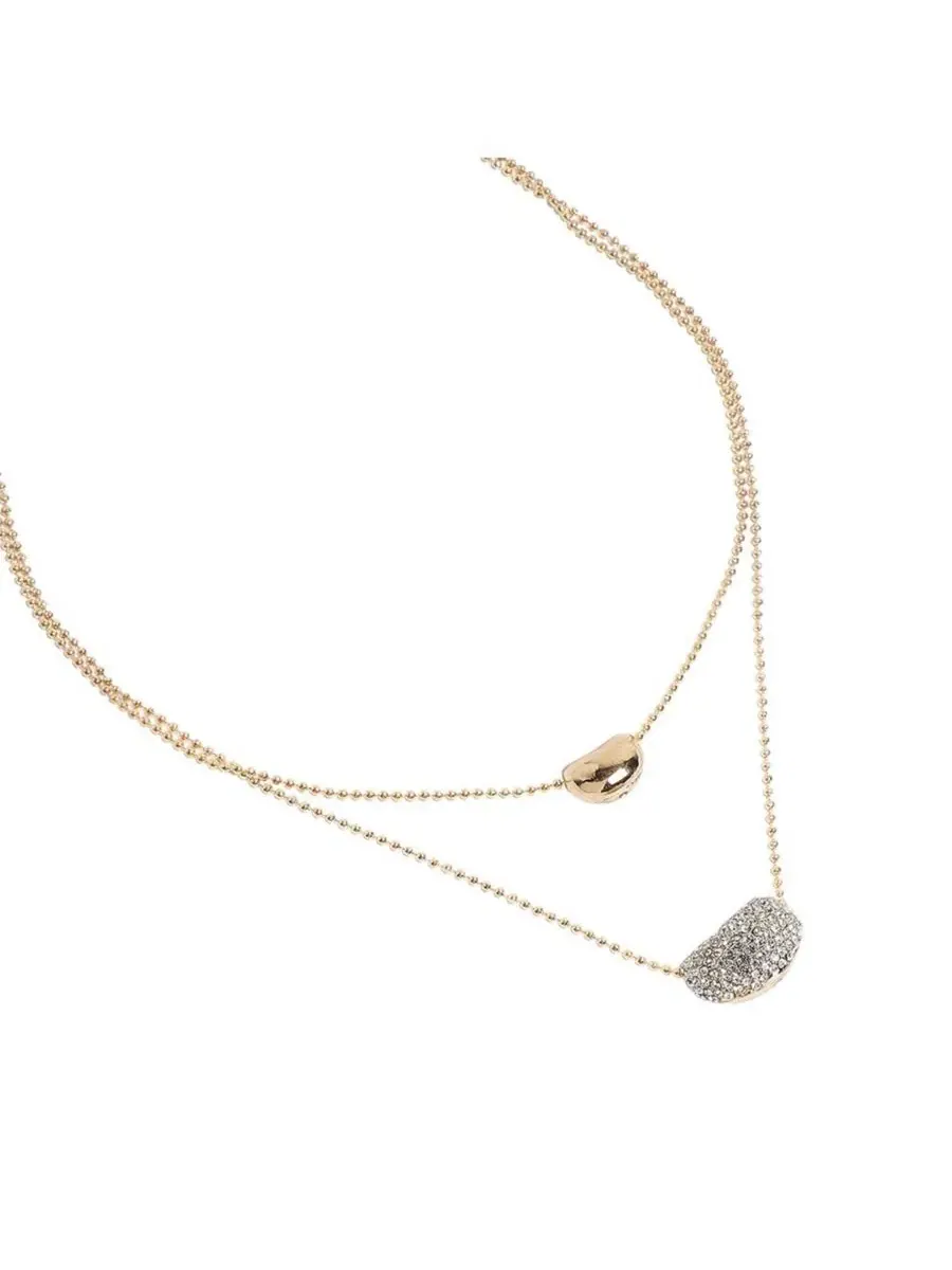 Многослойное ожерелье Bling Bean Multi-Layer SOHI — изображение 4 из 6, оттенок серебряный