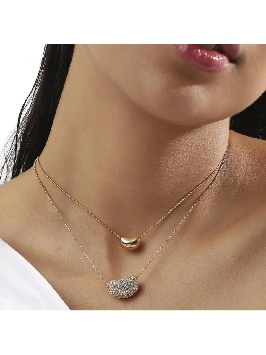 Многослойное ожерелье Bling Bean Multi-Layer SOHI — изображение 5 из 6, оттенок серебряный