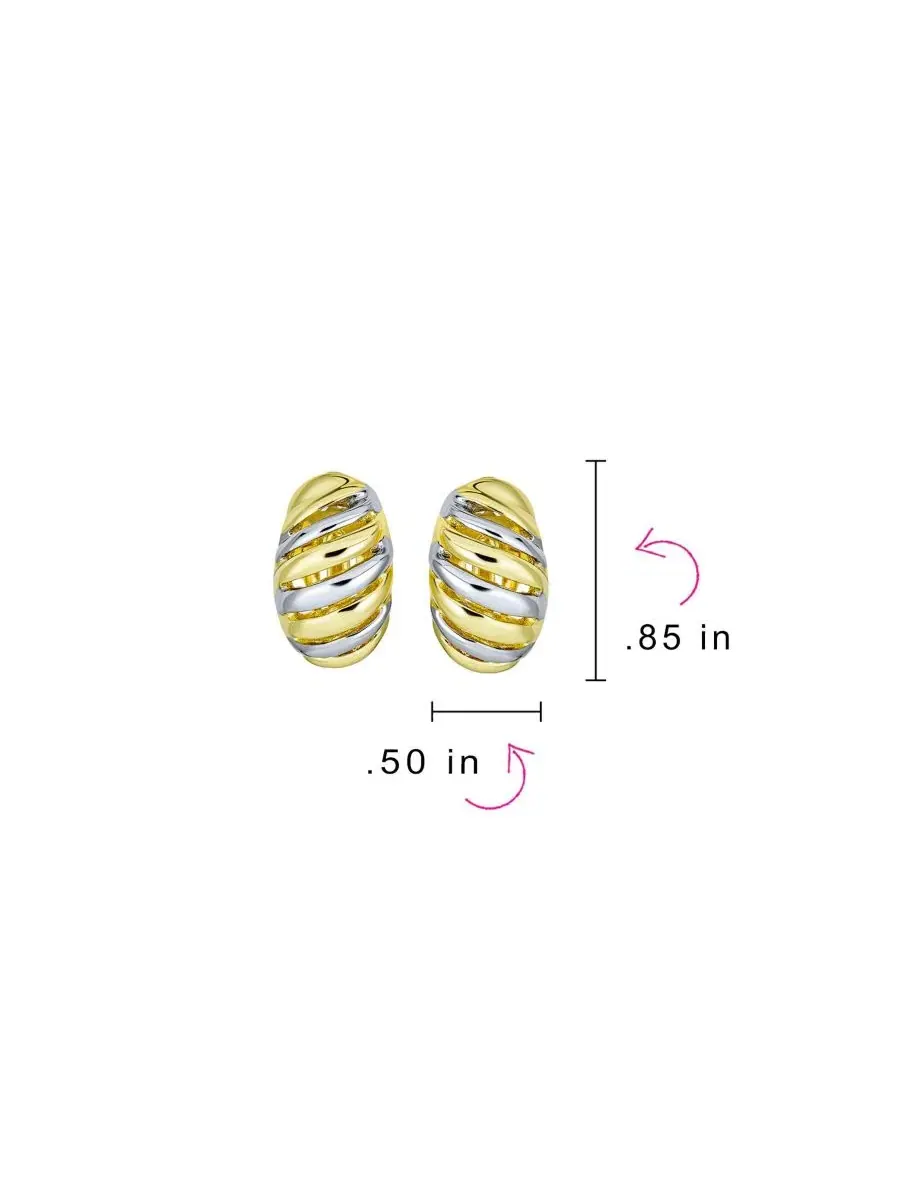 Серьги-клипсы с полосатым принтом, 2 пары Bling Jewelry — изображение 4 из 4, оттенок золотистый