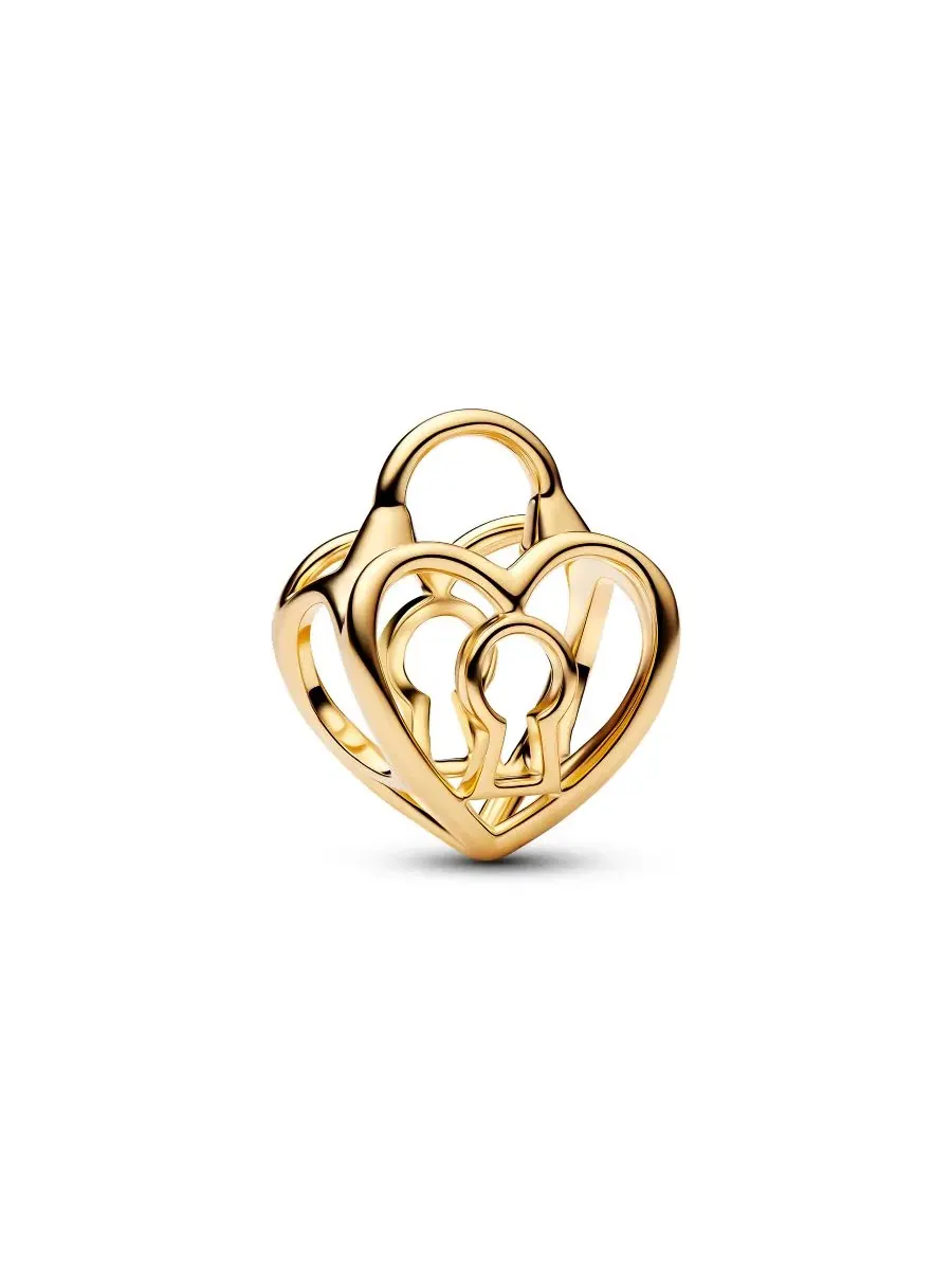 Подвеска с сердцем и замком Openwork Heart Padlock Pandora — изображение 1 из 4, оттенок золото