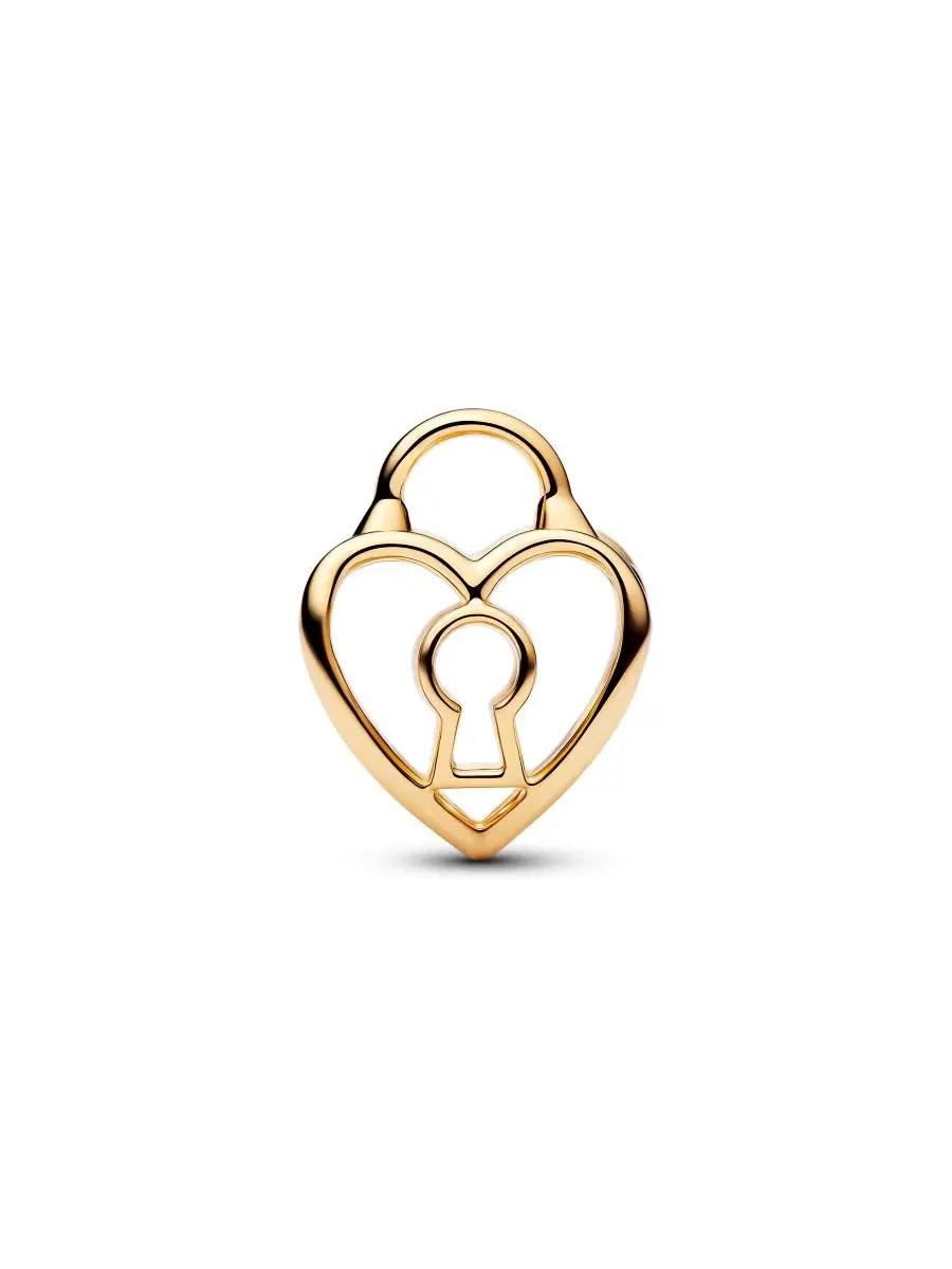 Подвеска с сердцем и замком Openwork Heart Padlock Pandora — изображение 2 из 4, оттенок золото