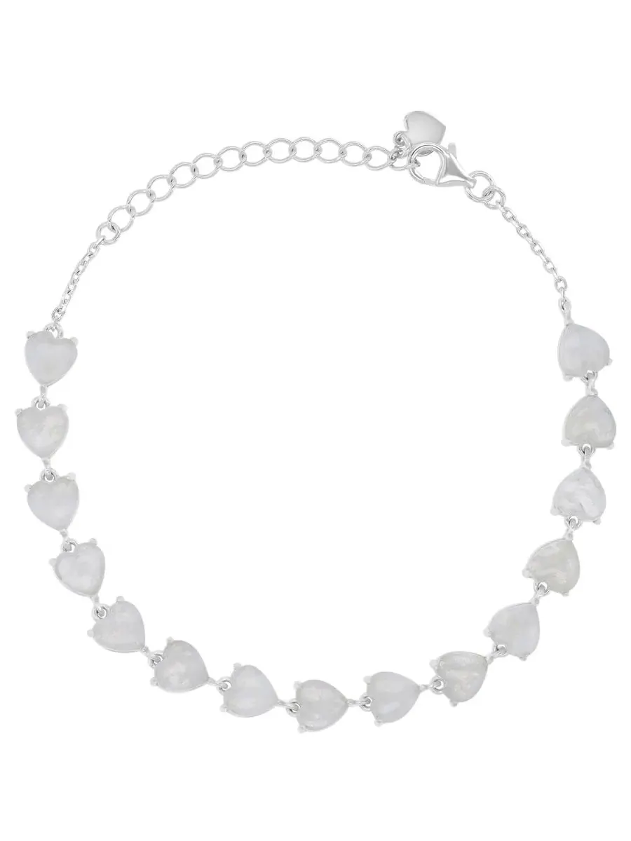 Браслет с лунным камнем в виде сердца Rhodium Over Sterling Silver Moonstone Heart Frontal Bracelet — изображение 1 из 4