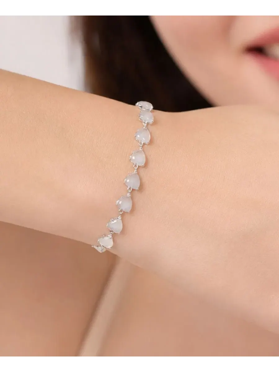 Браслет с лунным камнем в виде сердца Rhodium Over Sterling Silver Moonstone Heart Frontal Bracelet — изображение 4 из 4