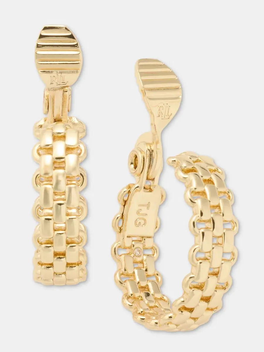 Серьги-пусеты клипсы из роло-цепочки Lauren Ralph Lauren — изображение 2 из 4, оттенок золото