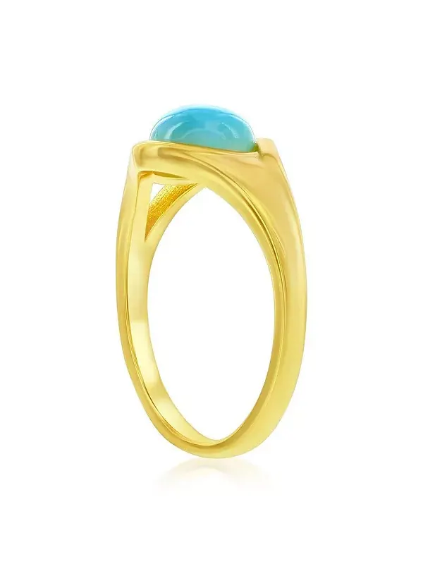 Кольцо из стерлингового серебра, круглое с ларимаром, позолоченное Caribbean Treasures — изображение 2 из 3, оттенок голубой