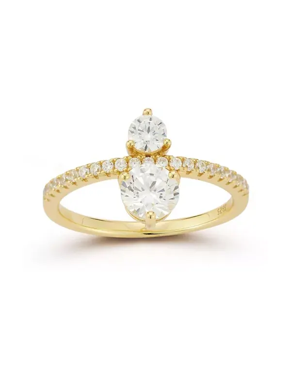 Кольцо из стерлингового серебра с 14-каратным золотом и двумя камнями Rachel Zoe — золотистый