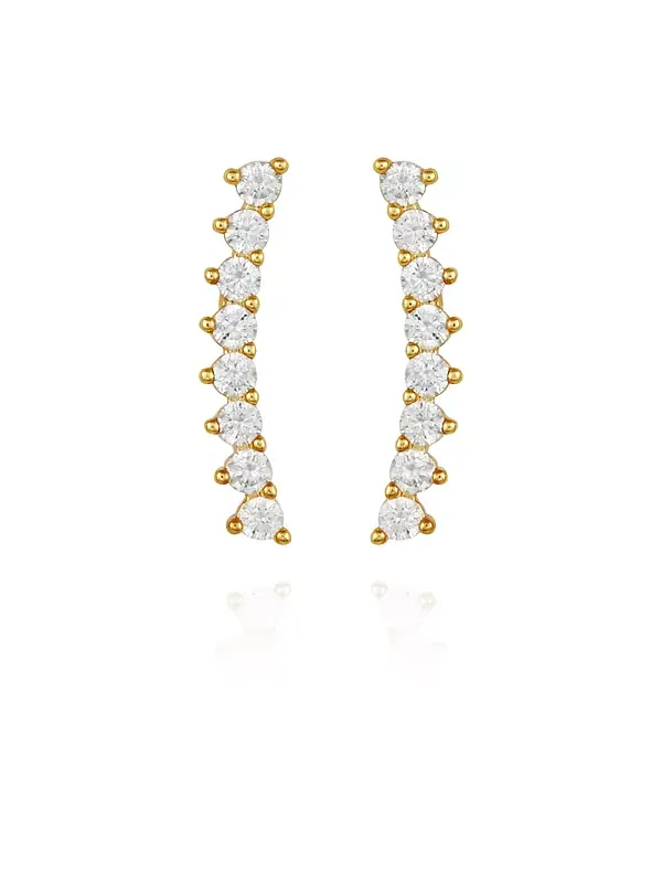 Серьги-Клаймеры с золотыми кубическими цирконами Vince Camuto