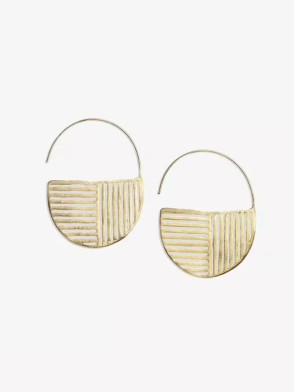 Серьги-Кольца из латуни с противолежащими линиями из чернил и сплава Мэгги Ink+Alloy — золотистый