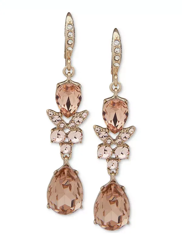 Двойные серьги с кристаллами Givenchy — изображение 1 из 2, оттенок золото