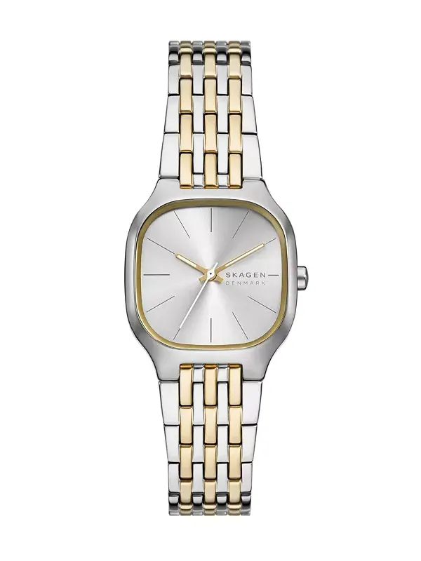Женские кварцевые часы Skagen Mellem Lille с тремя стрелками, двухцветная нержавеющая сталь — мульти