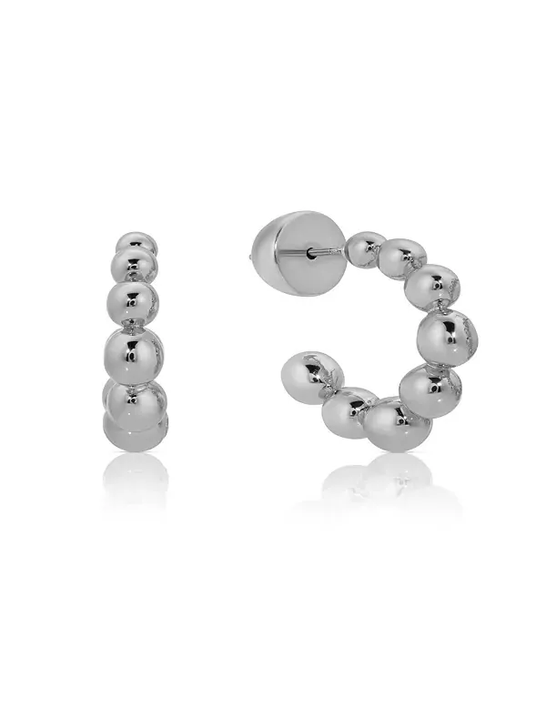 Серьги-Кольца Bubble Huggie Hoops Ettika — изображение 1 из 4, оттенок серебряный