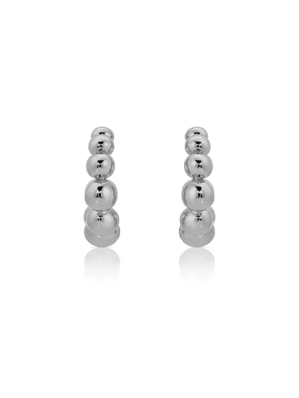 Серьги-Кольца Bubble Huggie Hoops Ettika — изображение 2 из 4, оттенок серебряный