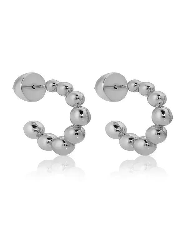 Серьги-Кольца Bubble Huggie Hoops Ettika — изображение 3 из 4, оттенок серебряный