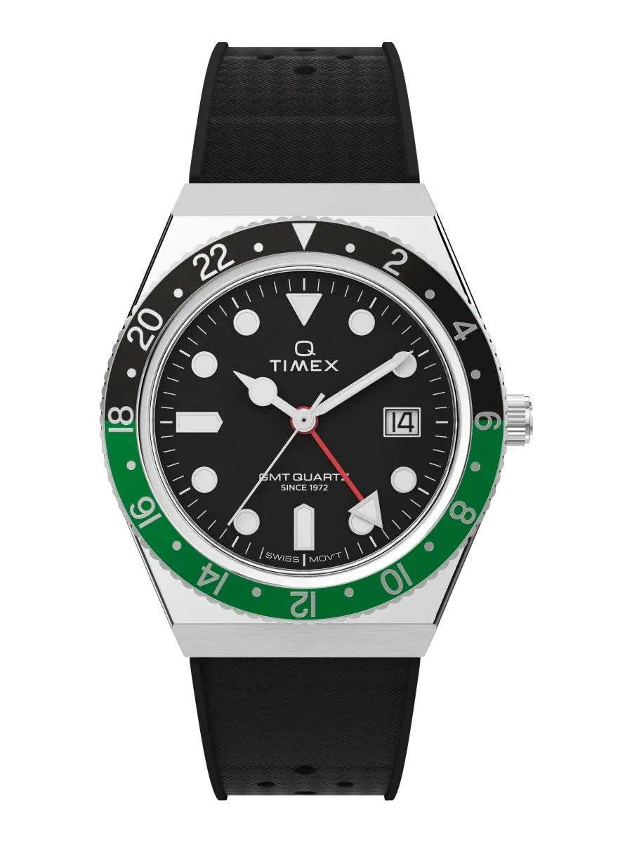 Мужские аналоговые часы с черным резиновым ремешком, 38 мм Timex — черный