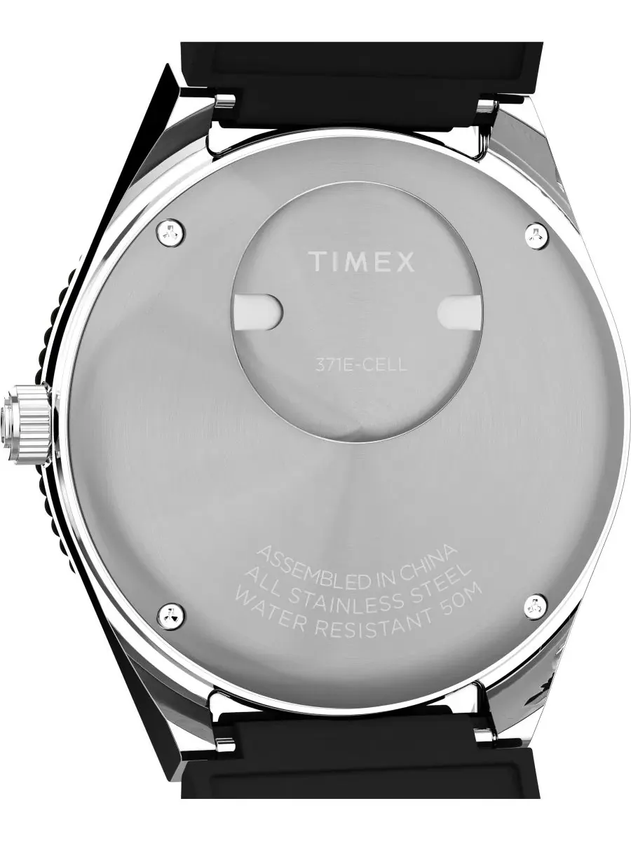 Мужские аналоговые часы с черным резиновым ремешком, 38 мм Timex — изображение 5 из 6, оттенок черный