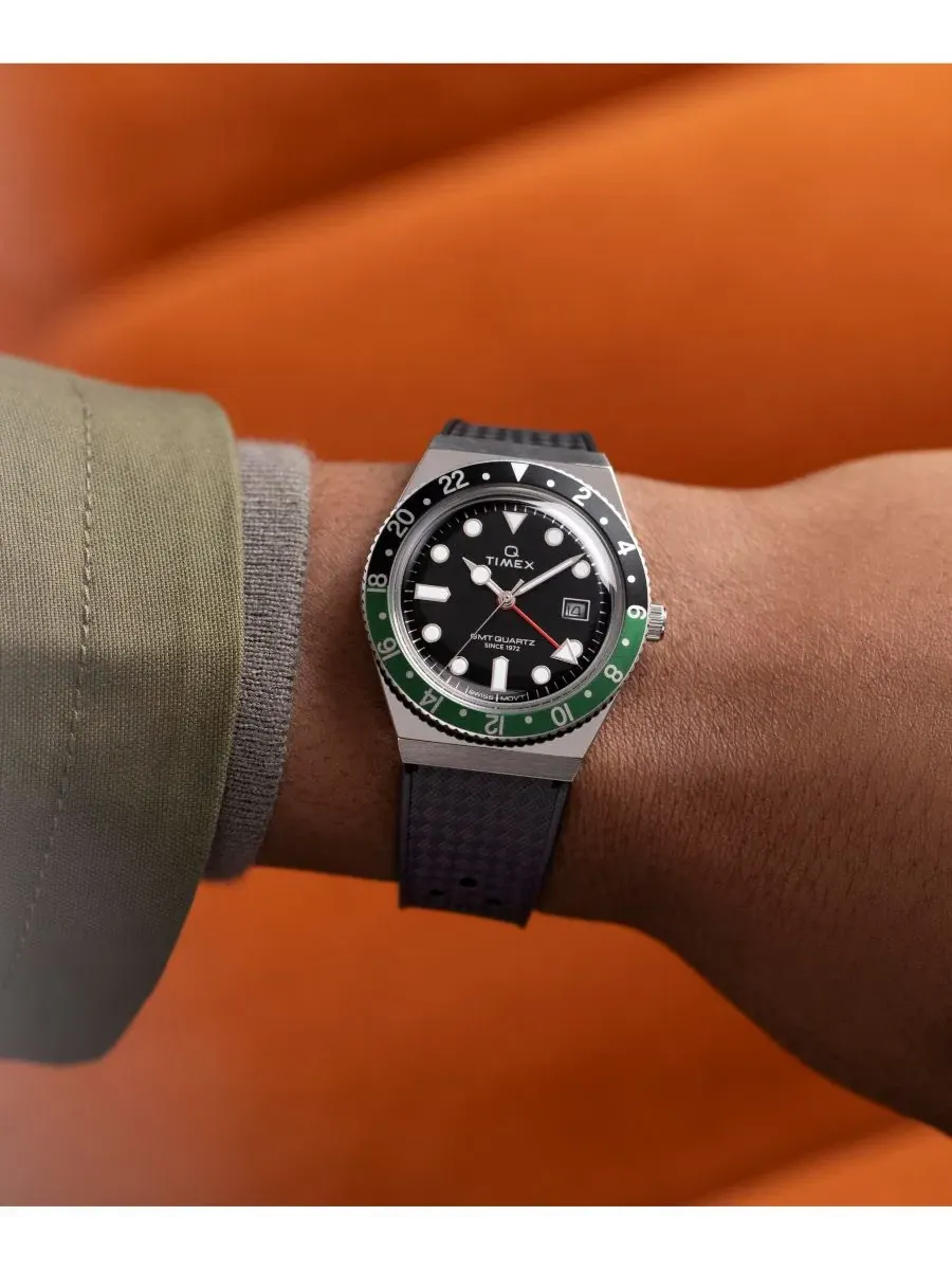 Мужские аналоговые часы с черным резиновым ремешком, 38 мм Timex — изображение 6 из 6, оттенок черный