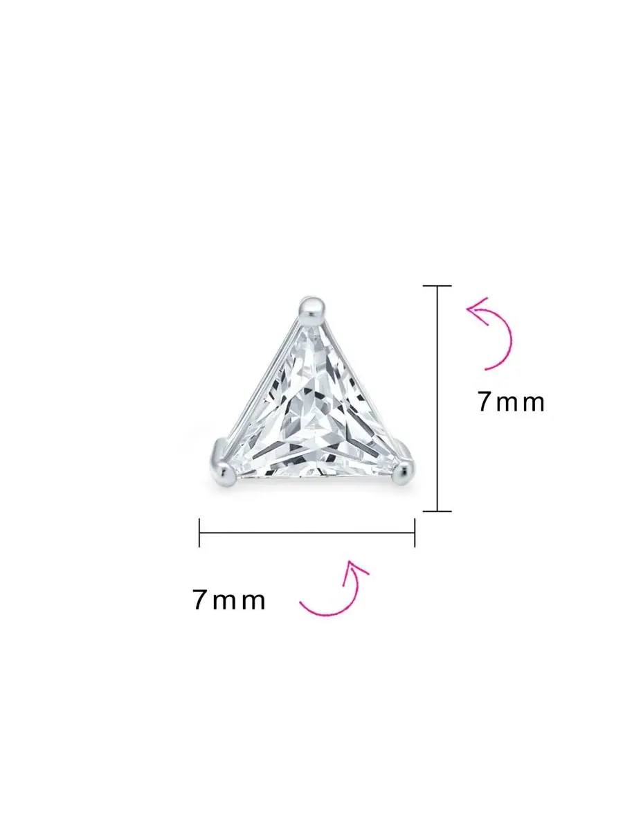 Серьги-пусеты с фианитами треугольной огранки, с позолотой, 7 мм Bling Jewelry — изображение 4 из 5