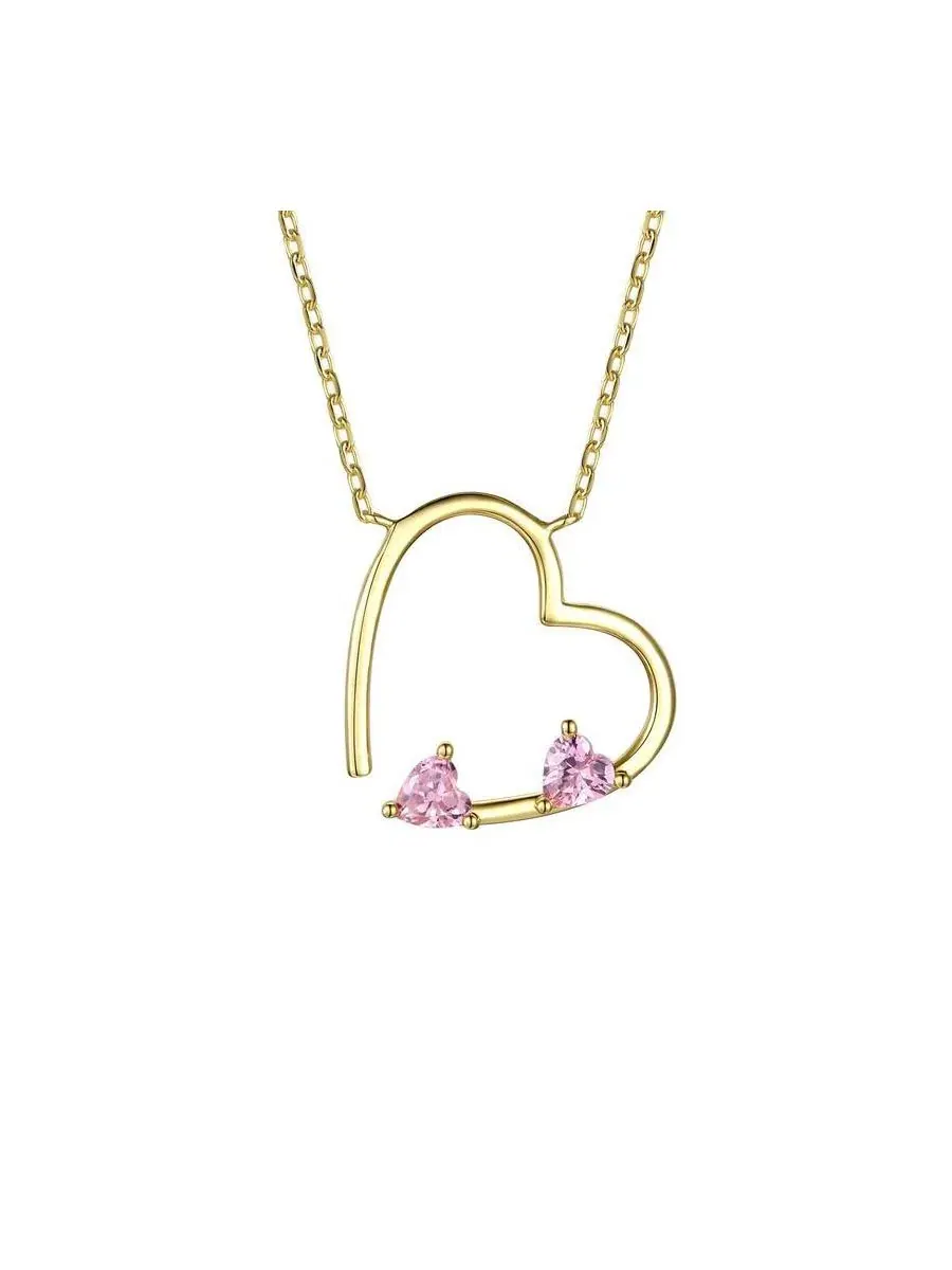 Подвеска-сердце с кристаллами CZ, 14K позолота, стерлинговое серебро Genevive — розовый