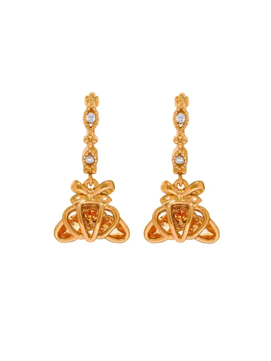 Серьги-подвески с кристаллами в виде круассана, модель Crystal Croissant Dangle Hoop Girls Crew — изображение 1 из 3