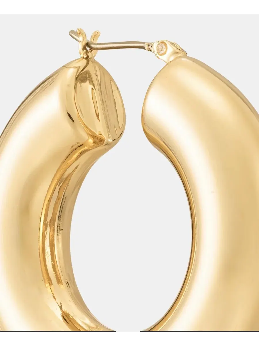 Серьги-кольца DKNY, толстые, средние, 1,6" — изображение 4 из 4, оттенок золото