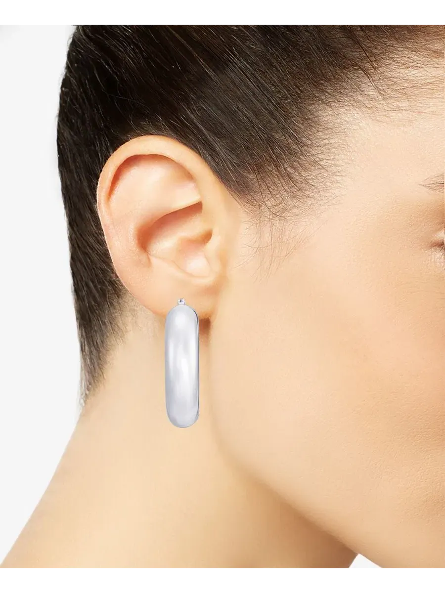 Серьги-кольца толстые DKNY — изображение 3 из 4, оттенок серебряный