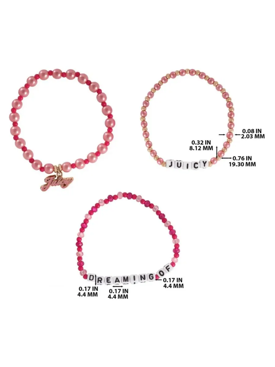 Комплект браслетов Dreaming of Juicy Juicy Couture Kids — изображение 3 из 8, оттенок розовый белый золотистый
