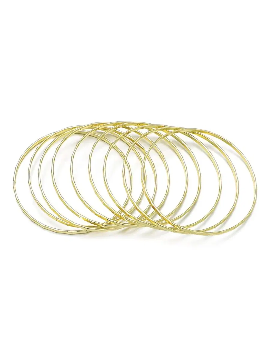 Набор из 9 тонких браслетов-манжет Gold-Plated Thin Bangle Bracelet Set ADORNIA — золотистый