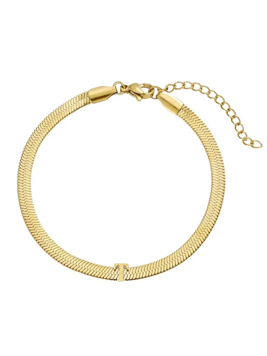 Браслет-цепь с инициалом 18k ADORNIA — изображение 1 из 1, оттенок золотистый
