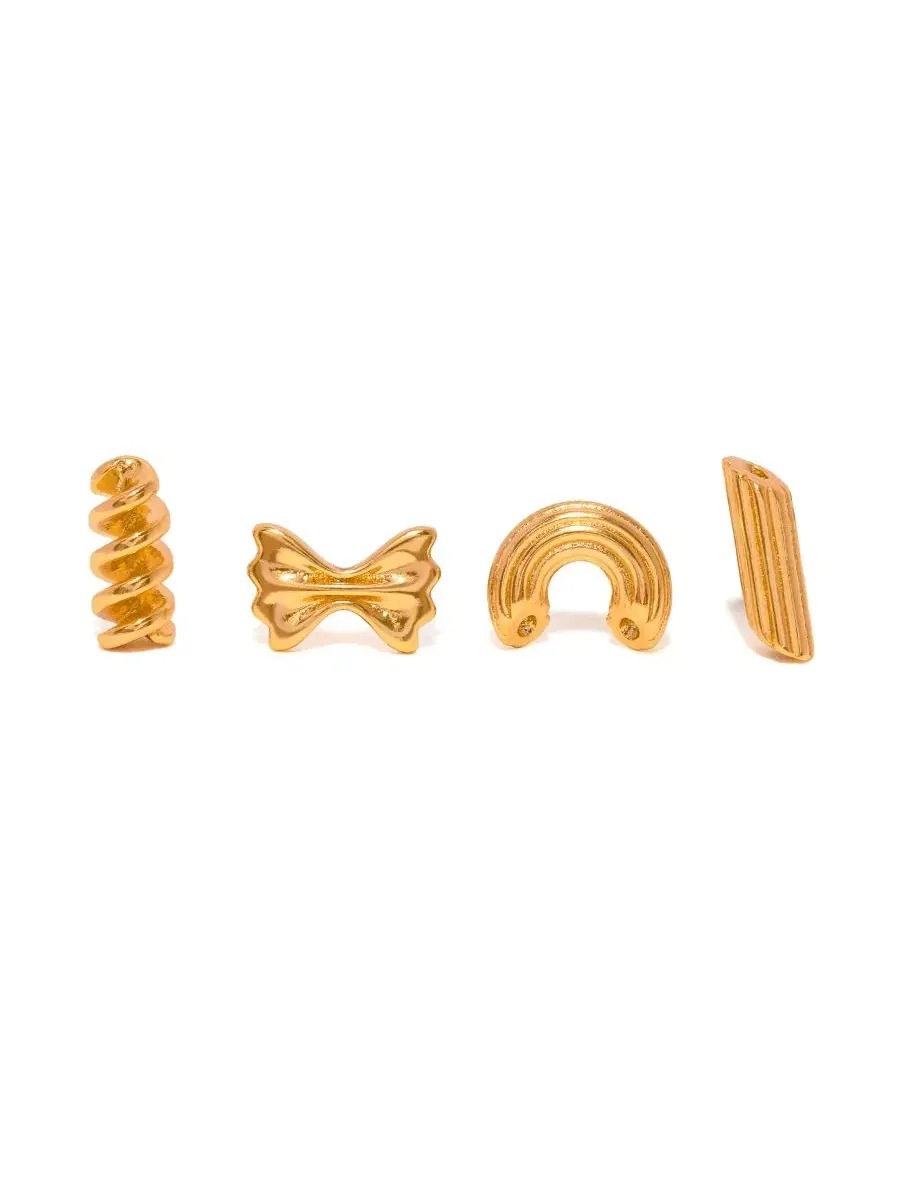 Серьги-гвоздики Al Dente Pasta Stud Set Girls Crew — изображение 1 из 4, оттенок золото
