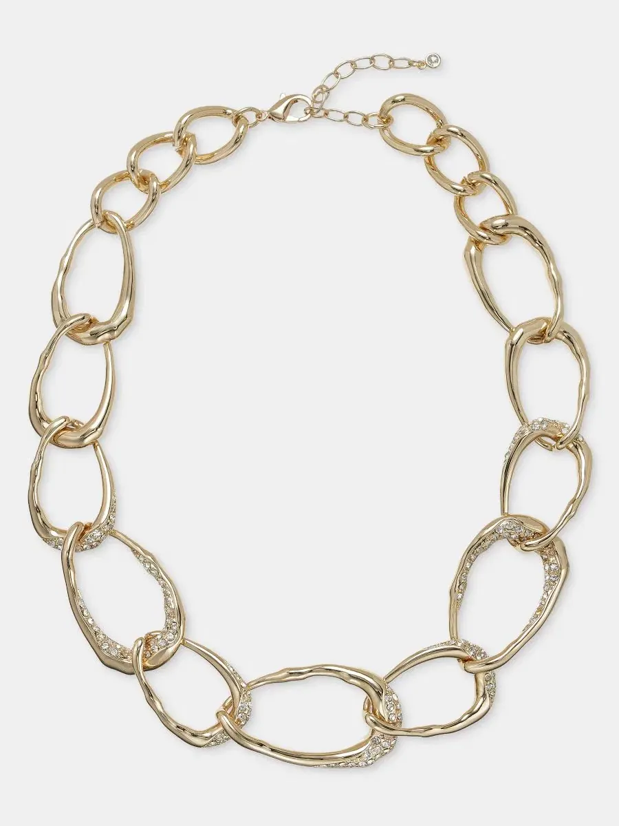 Колье из стекла и кристаллов с асимметричными звеньями Style & Co — изображение 1 из 3, оттенок белый