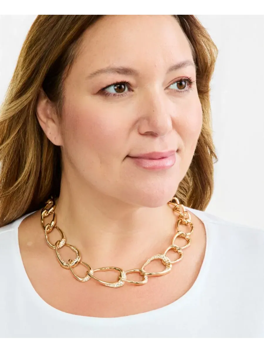Колье из стекла и кристаллов с асимметричными звеньями Style & Co — изображение 3 из 3, оттенок белый