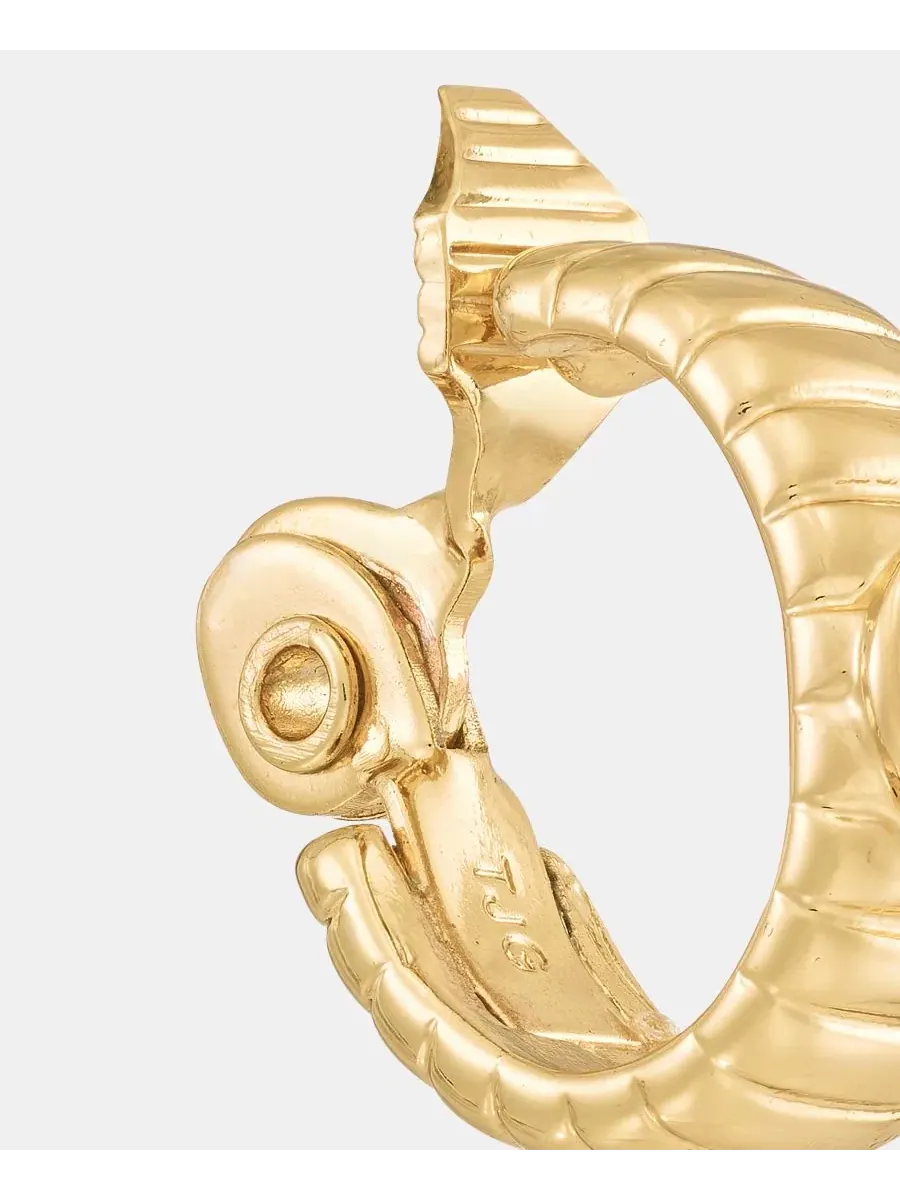 Серьги-кольца с имитацией жемчуга Omega — изображение 4 из 4, оттенок белый