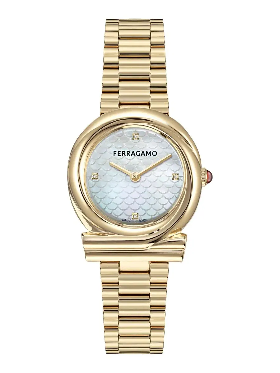 Женские швейцарские часы Gancini Twisted Diamond Accent Gold Ion Plated Bracelet Watch 32mm с витым