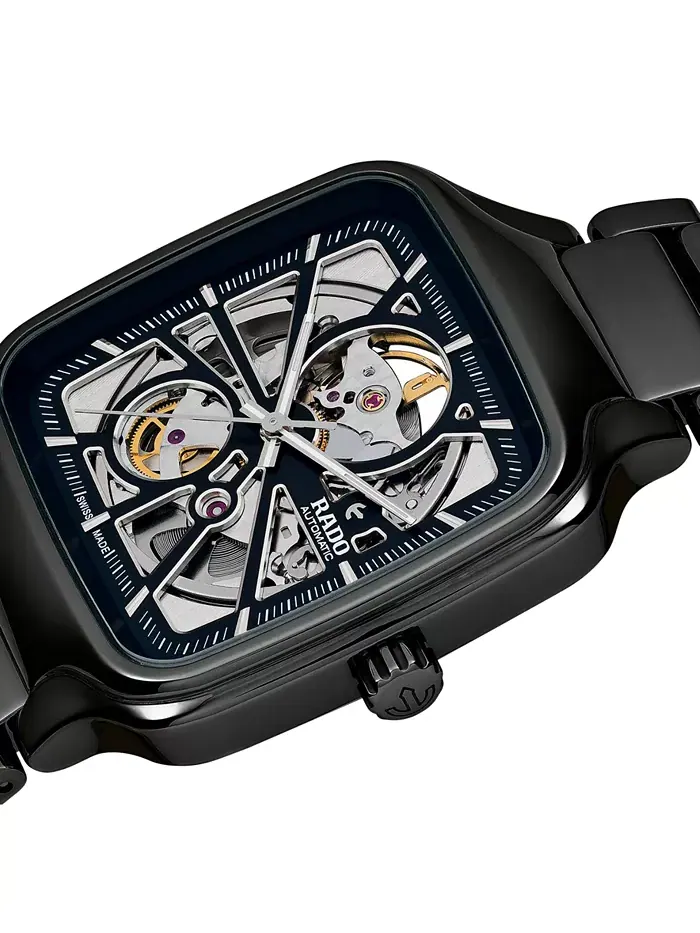 Унисекс-часы Swiss Automatic True Square с черным браслетом из высокотехнологичной керамики, 38 мм — изображение 2 из 4