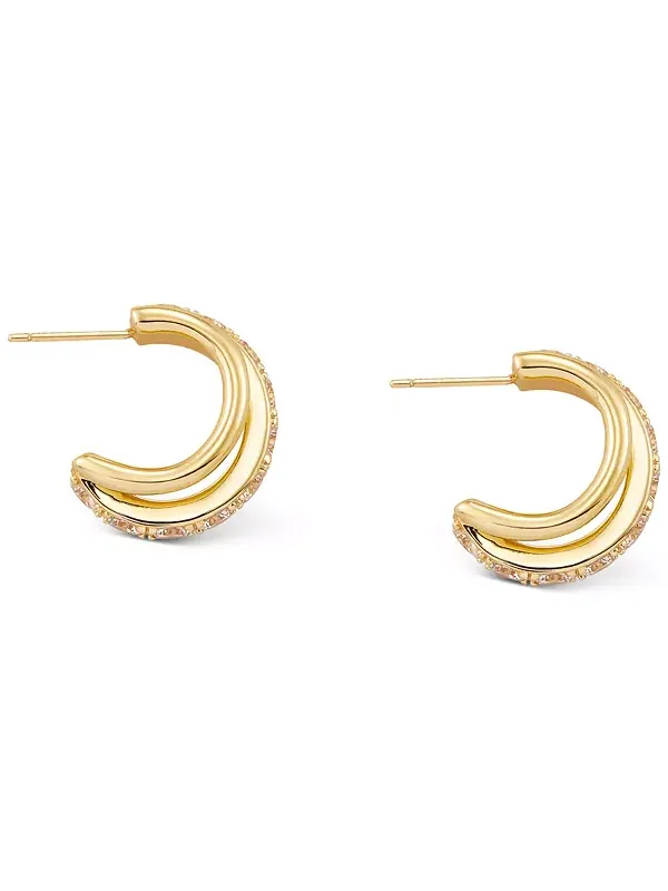 Маленькие серьги-кольца с кубическим цирконием, 0,75 дюйма Kendra Scott — изображение 3 из 3, оттенок золото