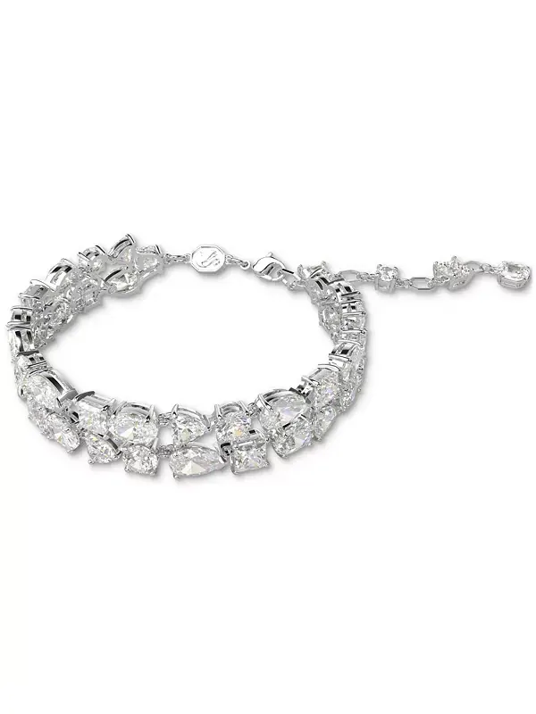 Двухрядный гибкий браслет из смешанных кристаллов с родиевым покрытием Swarovski — изображение 2 из 4, оттенок серебряный