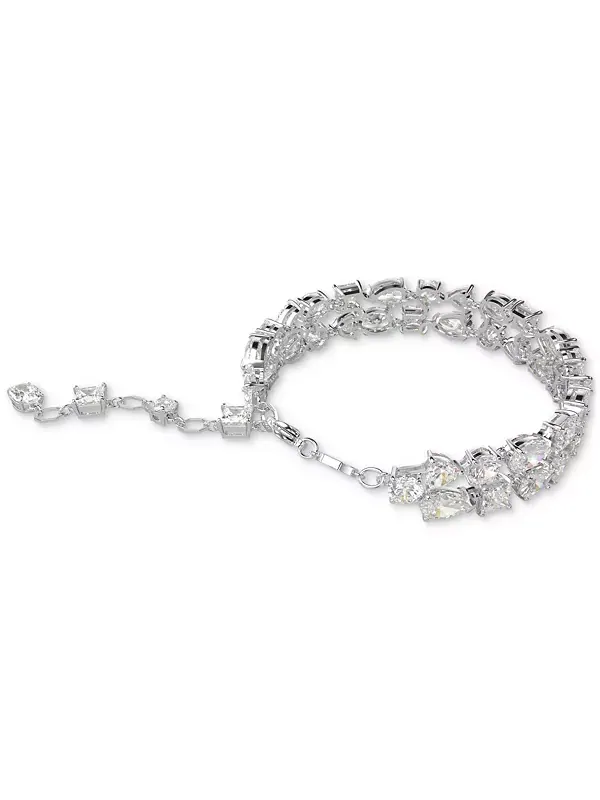 Двухрядный гибкий браслет из смешанных кристаллов с родиевым покрытием Swarovski — изображение 4 из 4, оттенок серебряный