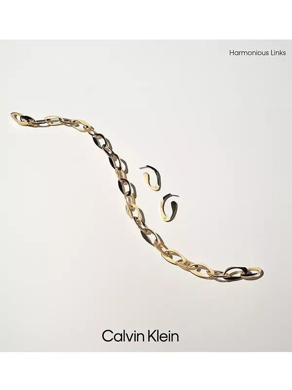 Браслет-Цепочка со скульптурными звеньями паве Calvin Klein — изображение 4 из 4, оттенок золото