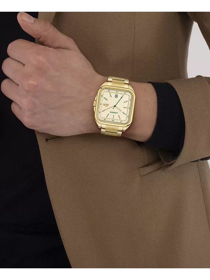 Мужские золотистые наручные часы со стальным браслетом, 39 мм Lacoste — изображение 4 из 6