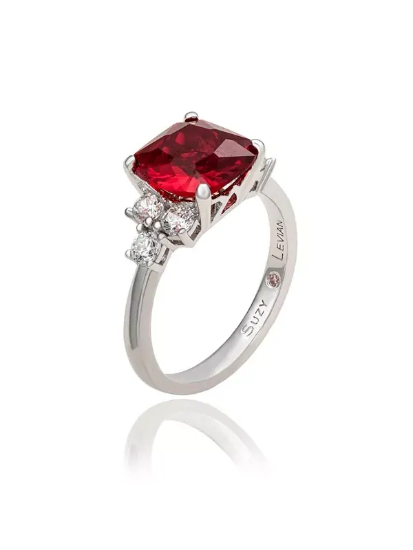 Кольцо Suzy Levian из стерлингового серебра с красным кубическим цирконием в центре Suzy Levian New — изображение 2 из 3