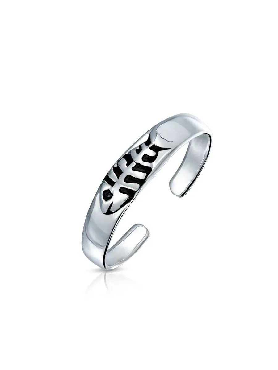 Кольцо на палец ноги с принтом Fishbone and Skulls, серебро 925 пробы, набор из 2 шт. Bling Jewelry — изображение 4 из 6