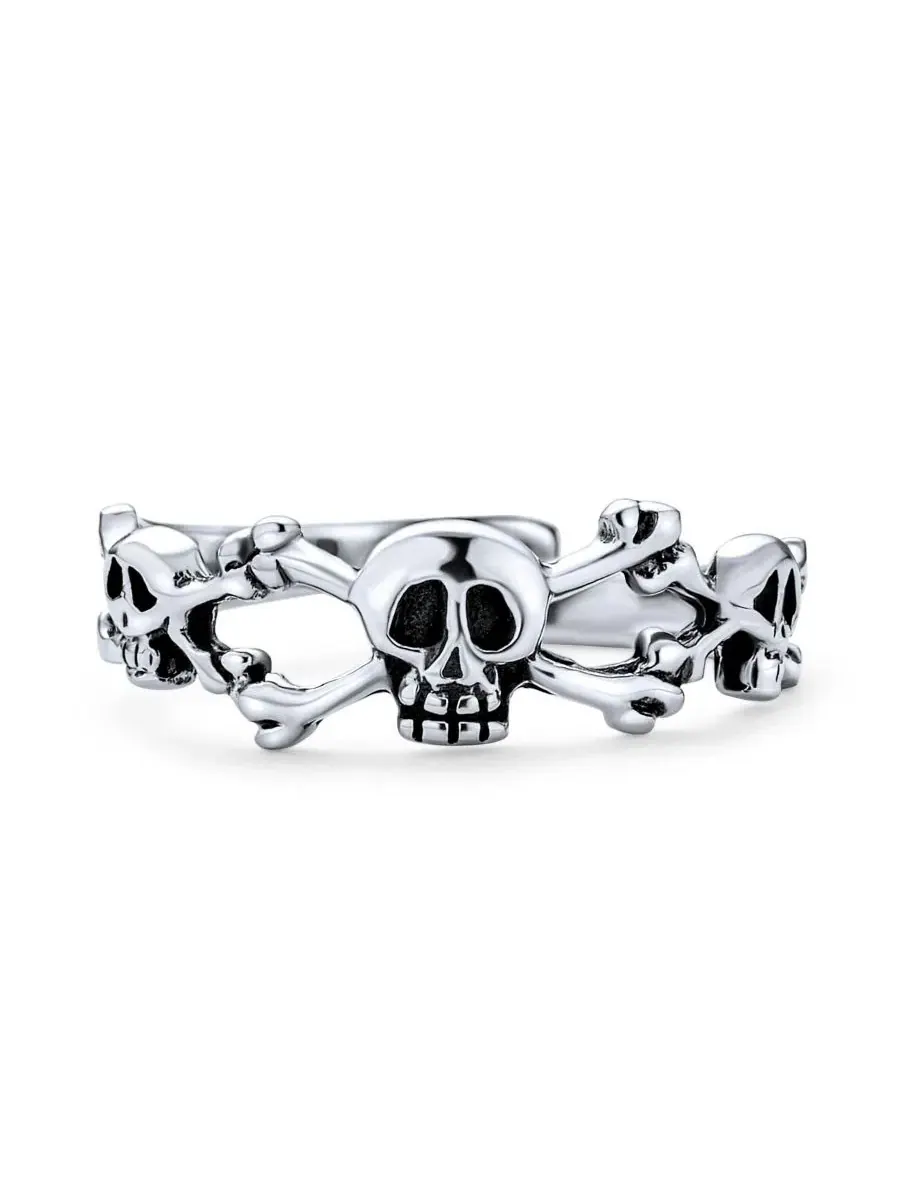 Кольцо на палец ноги с принтом Fishbone and Skulls, серебро 925 пробы, набор из 2 шт. Bling Jewelry — изображение 6 из 6