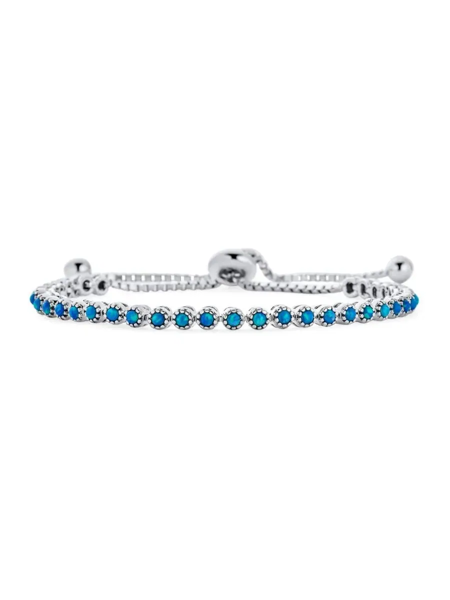 Браслет-боло с синтетическим опалом, Milgrain Bezel Bling Jewelry — изображение 1 из 3, оттенок синий