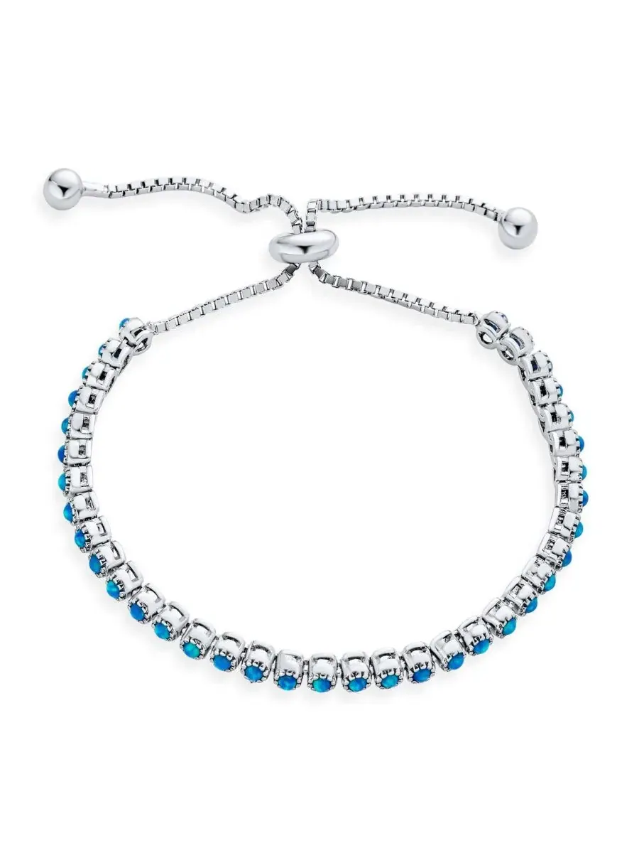 Браслет-боло с синтетическим опалом, Milgrain Bezel Bling Jewelry — изображение 2 из 3, оттенок синий