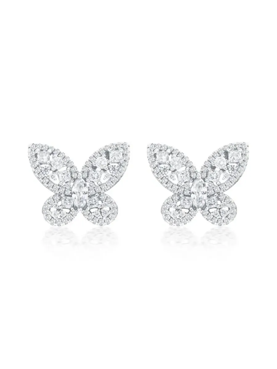 Серьги с бабочкой из стерлингового серебра с фианитами, модель Butterfly Suzy Levian New York — изображение 1 из 3