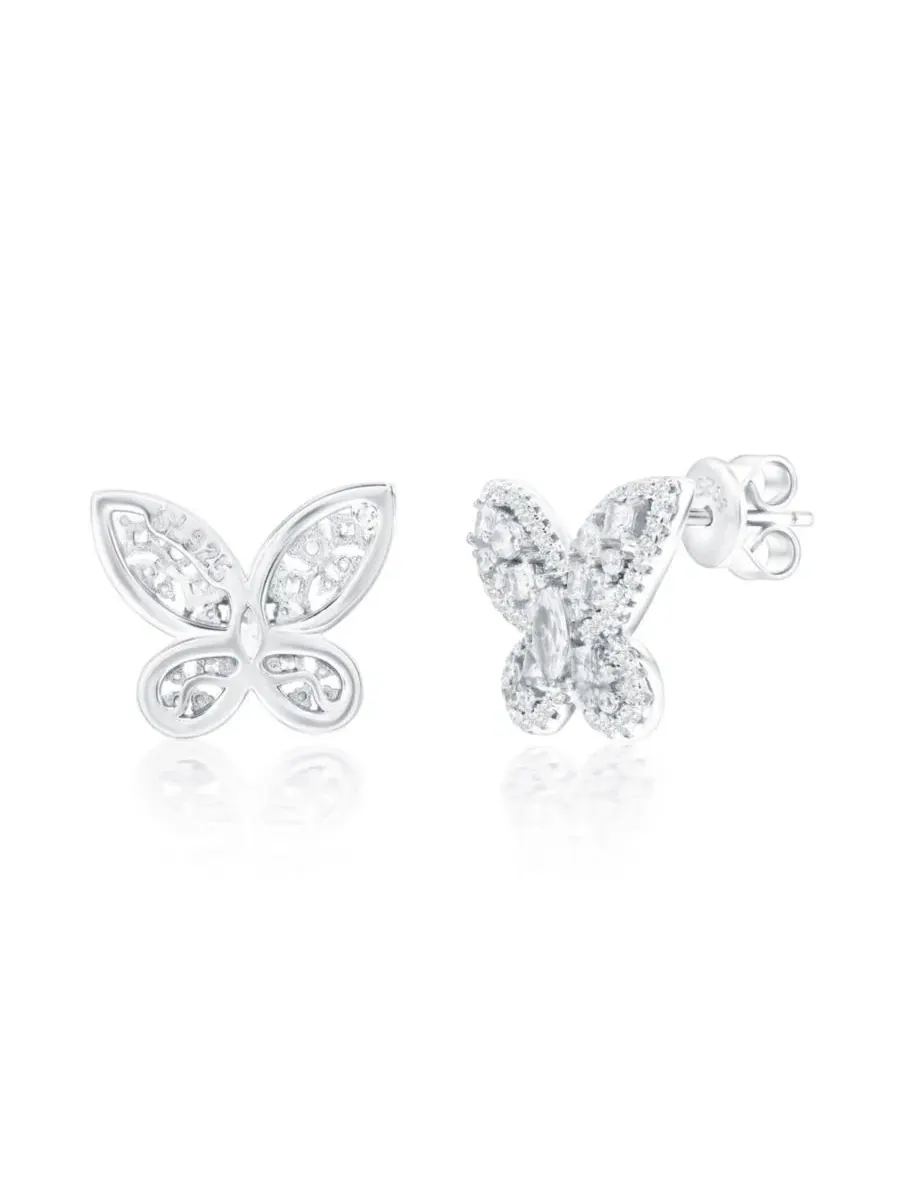 Серьги с бабочкой из стерлингового серебра с фианитами, модель Butterfly Suzy Levian New York — изображение 2 из 3